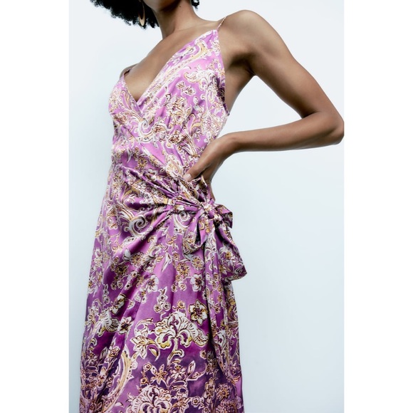 NWT ZARA SATIN EFFECT PRINT DRESS - Picture 9 of 16